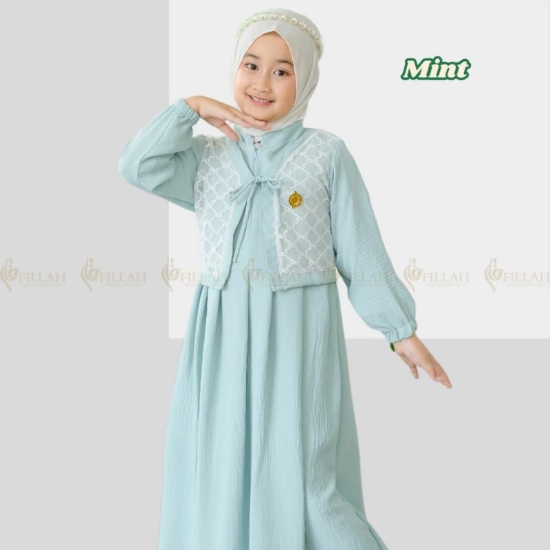 Gamis burkat anak premium HALWA Gamis remaja tanggung SUSUN 3 CERUTY babydoll full furing mix brukat