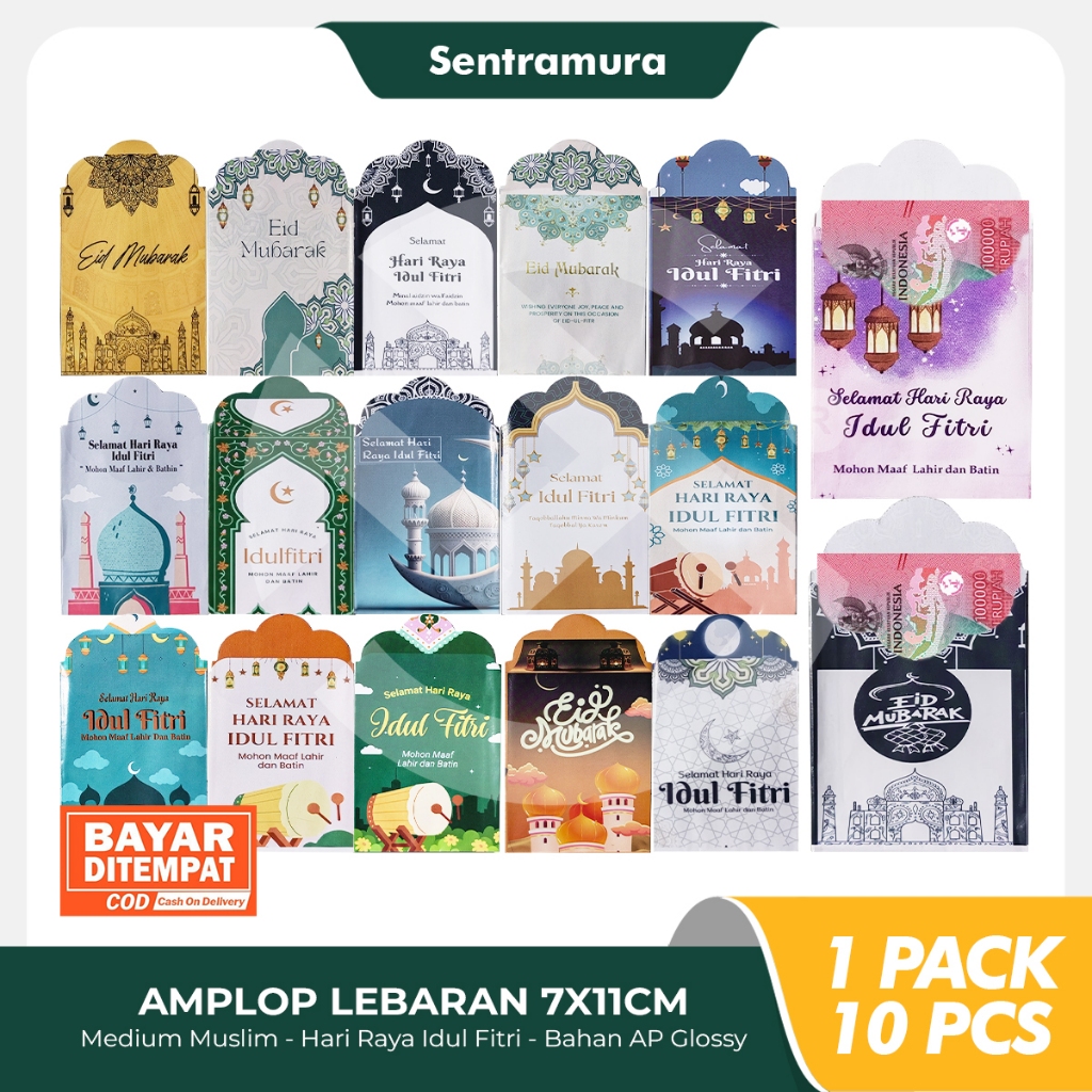 

[ 1 Pack isi 10 ] AMPLOP Lebaran Medium Muslim Unik 7x11 cm