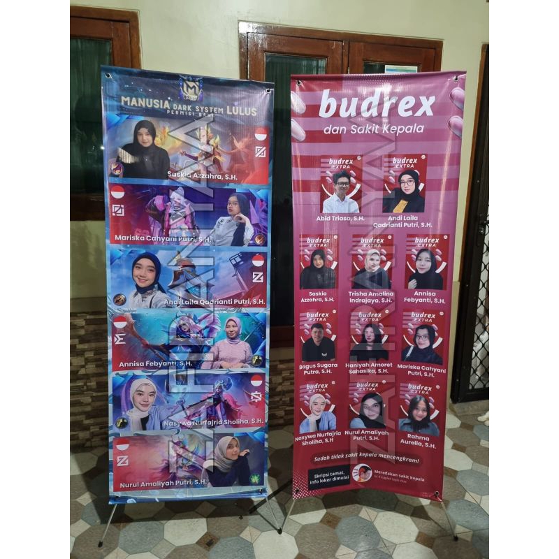Jasa desain banner sidang/wisuda dan cetak banner (include tiang)