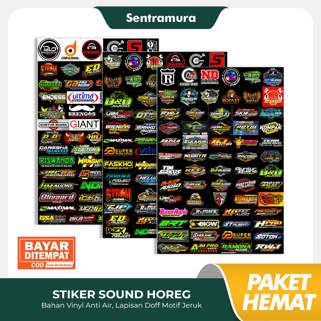 

Stiker Sound System - PAKET Isi 55/56/63 Sticker - VINYL ANTI AIR - Brewog Brengos Faskho BRT