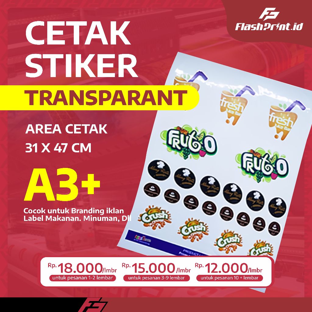 

CETAK STIKER VYNIL TRANSPARANT A3 MURAH / CETAK STIKER LABEL KEMASAN MAKANAN MINUMAN MURAH