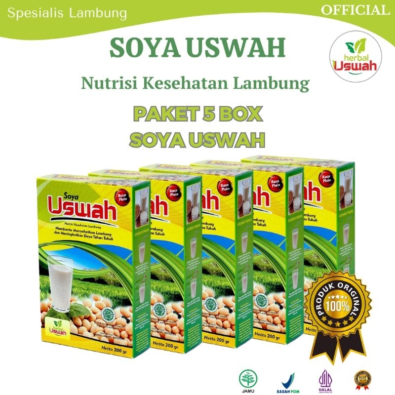 SOYA USWAH - Paket 5 Box Solusi Ampuh Asam Lambung Maag GERD Tukak Lambung Iritasi Radang Usus - Res