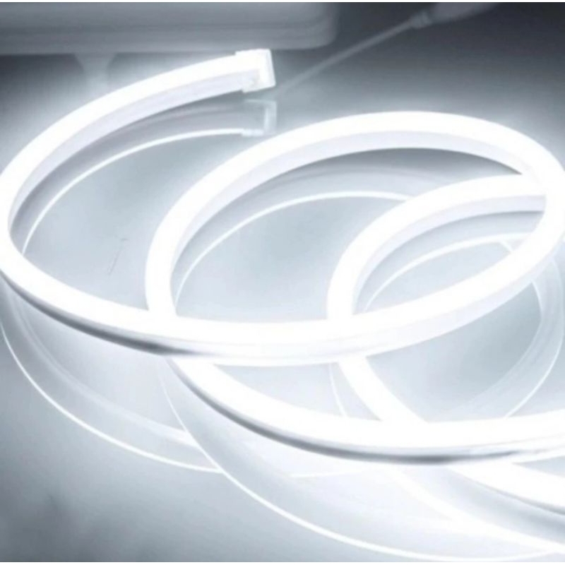 Lampu LED Neon Flex tinggal colok - Putih + Colokan