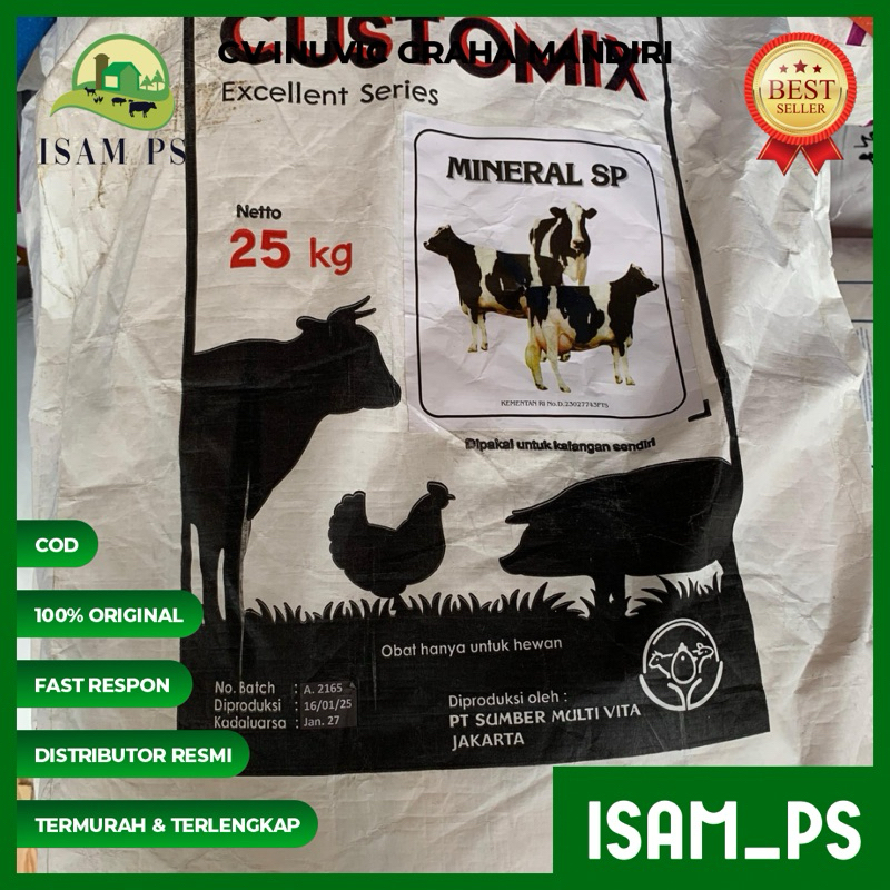 MINERAL SP CUSTOMIX 25kg.VITAMIN DAN MINERAL SAPI KAMBING BABI TERNAK BERKUALITAS