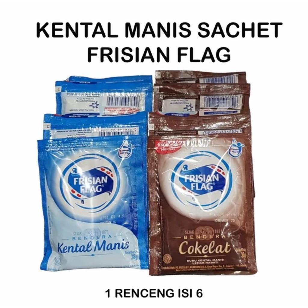 

Susu Kental Manis Frisian Flag Putih Coklat 1 renceng Kemasan Renceng 38g / Susu Kental Manis SKM Frisian Flag Renteng isi 6 Susu Bendera