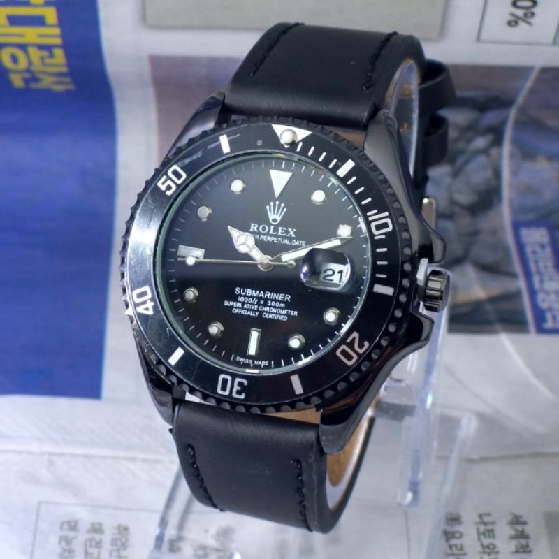 Jam Tangan Pria 6008 Tali Kulit Tanggal Aktif