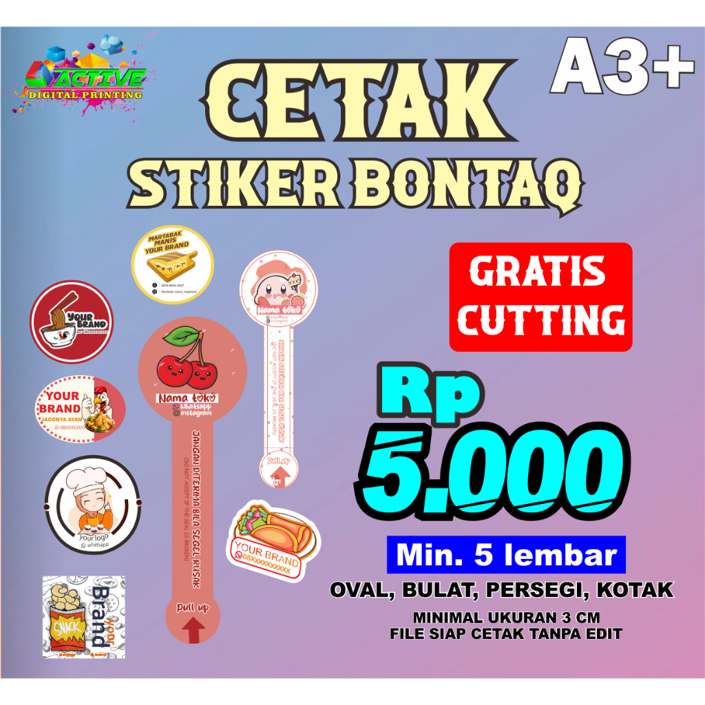 

CETAK STIKER BONTAQ CROMO GRATIS CUTTING