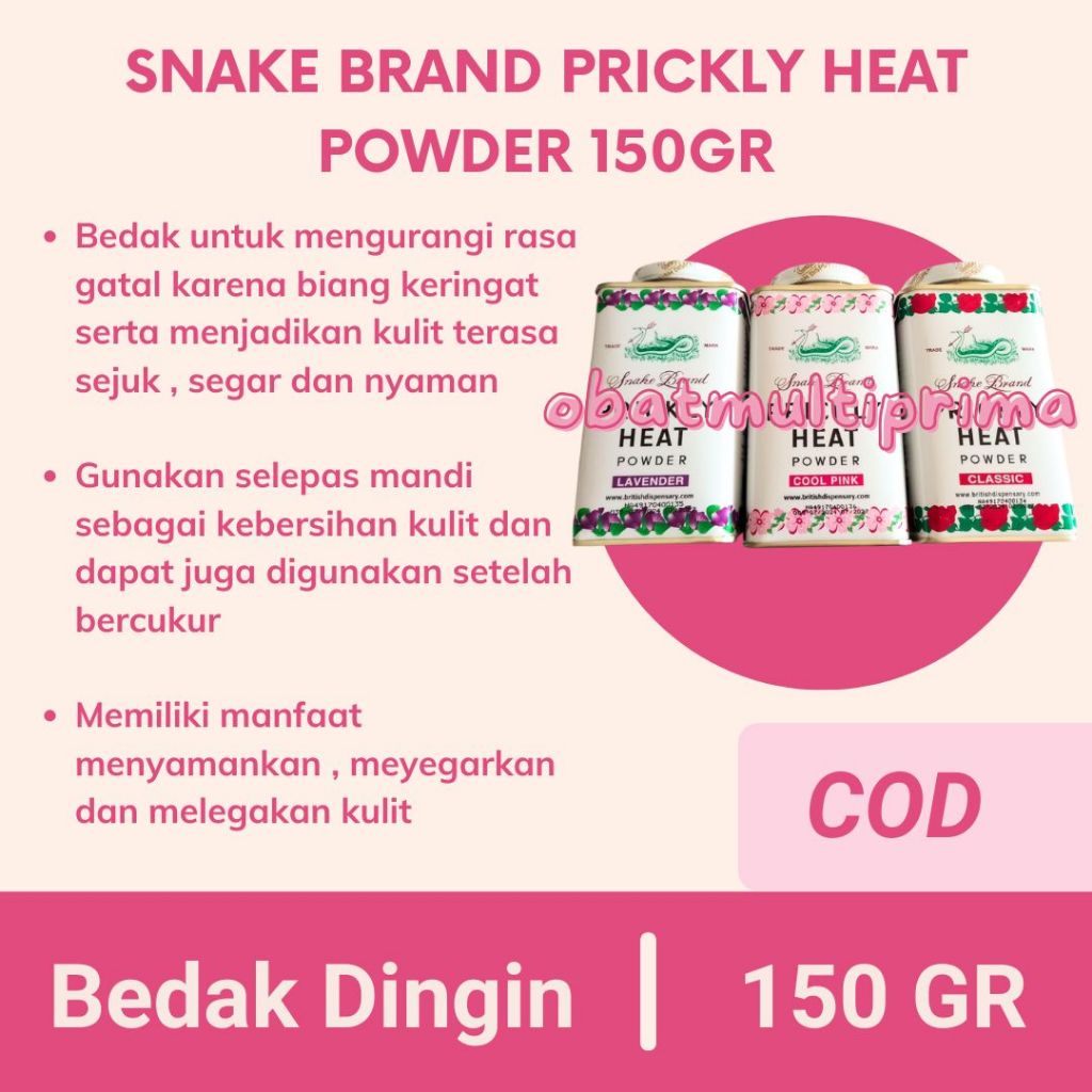 Snake Brand Prickly Heat Powder / Bedak Cap Ular Dingin Thailand  / Anti Biang Keringat & Gatal