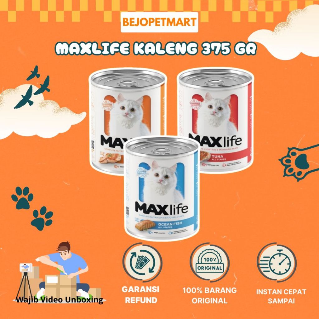 MaxLife Kaleng CAT FOOD 375 gram makanan basah kucing