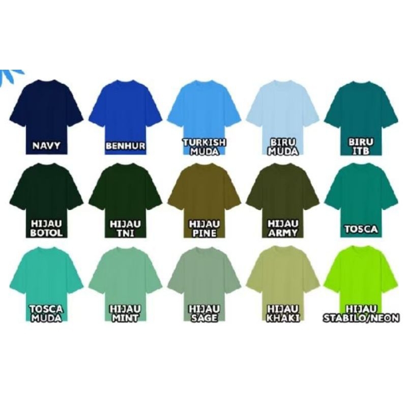 KAOS POLOS OVERSIZE  24s Cotton Combed Unisex - Hitam, Putih, Hijau Army, Cream, Merah Maroon, dan B