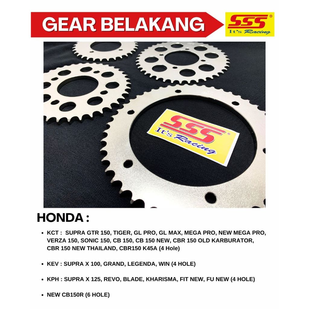 Gear SSS KCT MEGAPRO 428 35-48 | Gear Belakang sss megapro tiger gtr verza sonic 428 silver