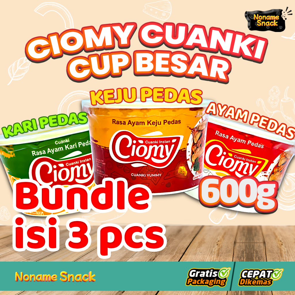

Paket Hemat Ciomy Cuanki Cup Besar Mix isi 3 Ayam Keju Kari Pedas Cuanki Halal Non MSG