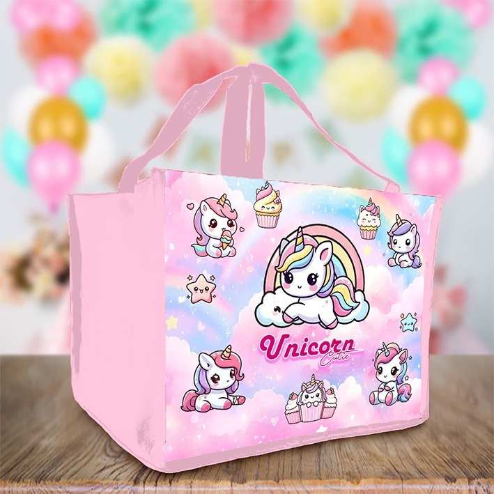 

Goodie Bag Tas Ultah Souvenir Ulang Tahun Tasyakuran Aqiqah goodie bag MOTIF UNICORN warna cerah gaya dekoratif