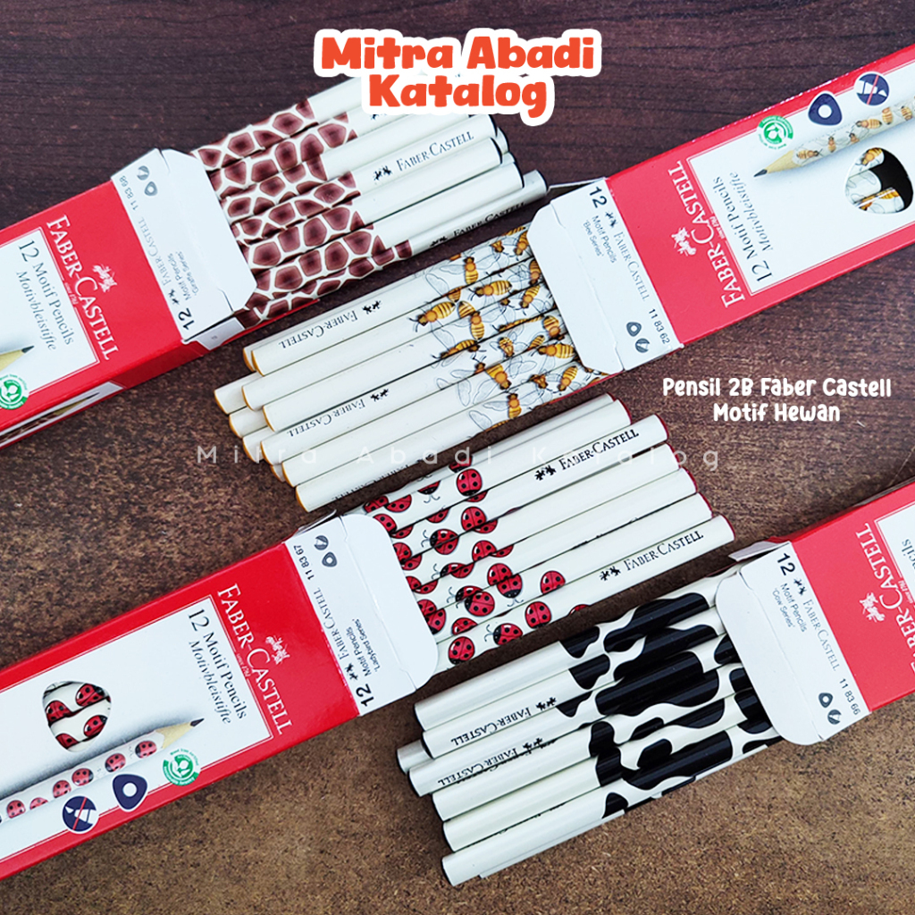 

(3 PCS) PENSIL 2B FABER CASTELL BEE COW GIRAFFE LADY BUG ANIMAL / ORIGINAL 118362 118366 118367 118368 PENCIL KAYU PENA MENULIS GRAPHITE MENGGAMBAR SKET SKETCH ANAK ALAT TULIS SEKOLAH KULIAH ATK KANTOR STATIONERY MURAH / MITRA ABADI KATALOG JOGJA