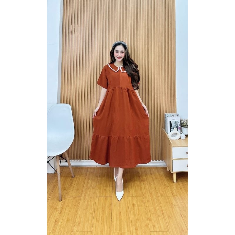 DASTER SUSUN POLOS KERAH KUPU KUPU RENDA PUTIH LD110 PB 115/DRESS POLOS WANITA