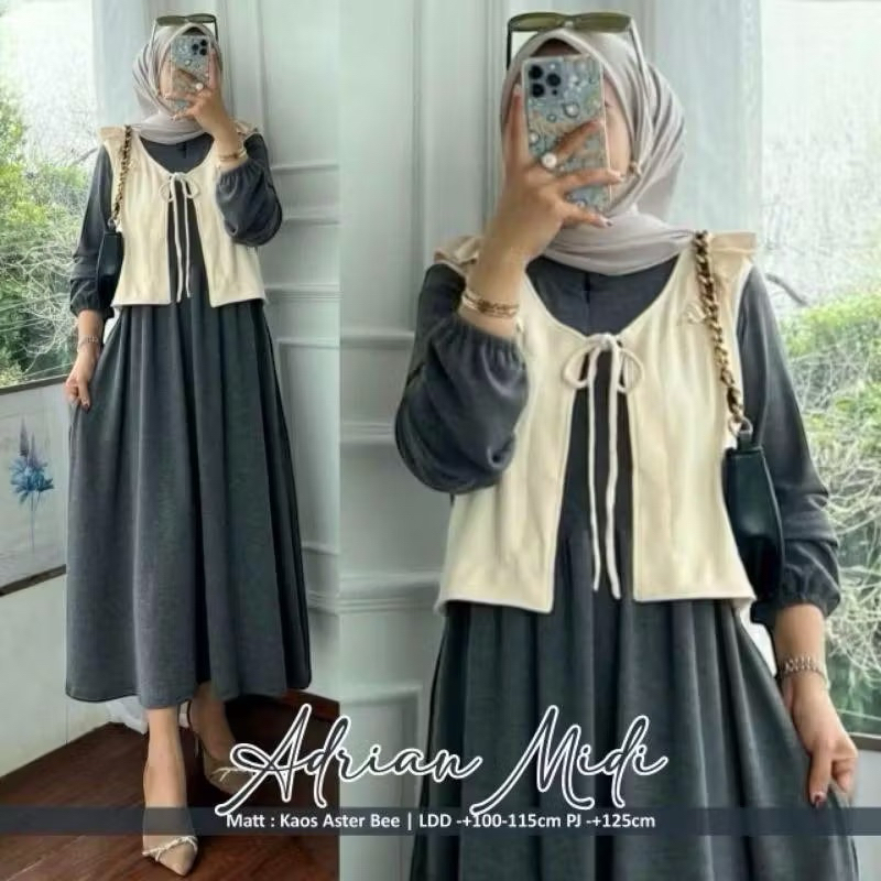 DRESS WANITA POLOS|| ADRIAN MIDI DRESS POLOS CRINKLE AIRFLOW LD 110 // MIDI POLOS WANITA // MIDI MUS