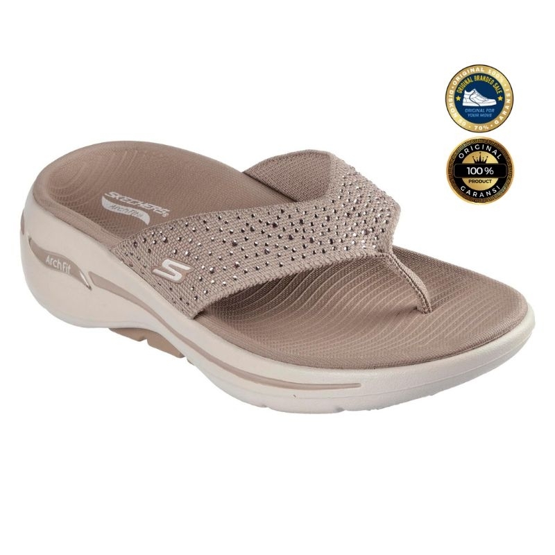 ORIGINAL GARANSI SANDAL SKECHERS GO WALK ARCH FIT DAZZLE TAUPE SIZE 38