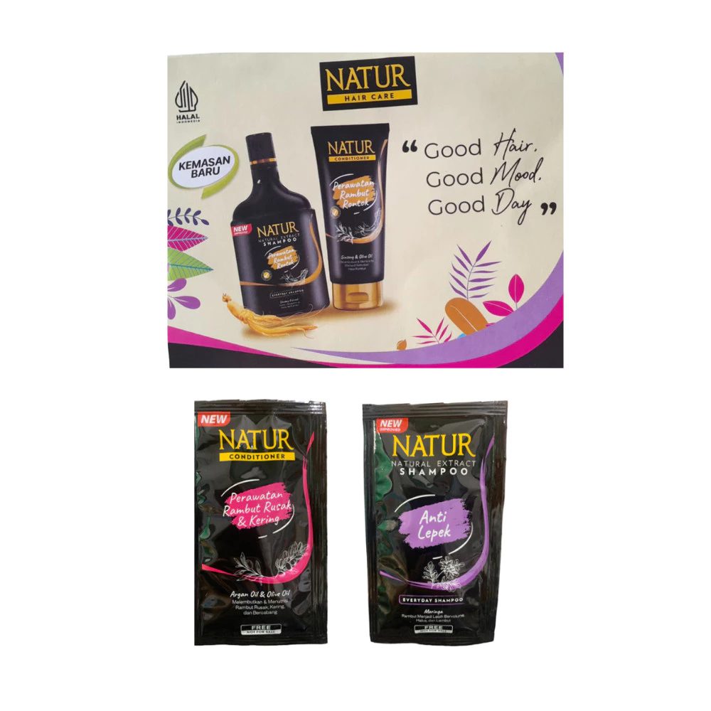 Natur Hair Care Kemasan Baru New Shampoo & Conditioner Rambut Rontok Sachet