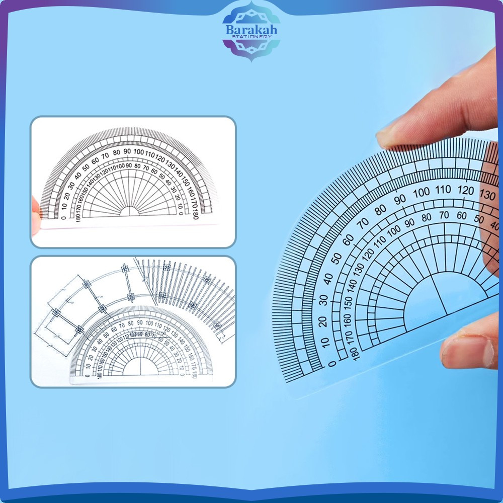 

Penggaris Busur 180 Derajat Plastik Perlengkapan Sekolah / Plastic Protractor Half Circle Ruler Serbaguna Barakah Stationery A108