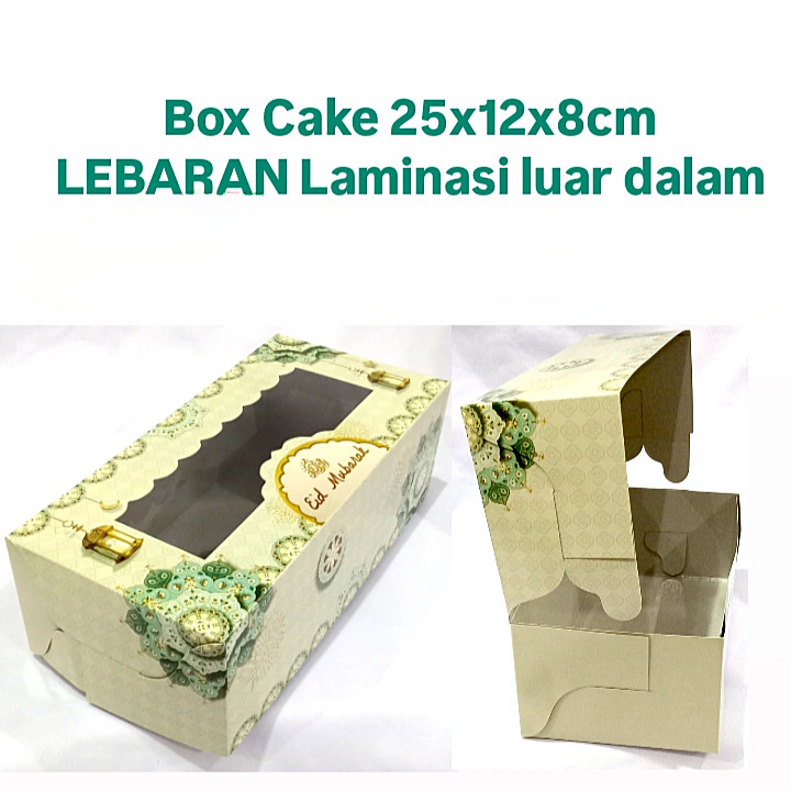 

5 Pcs Dus Bolu Gulung Iudl Fitri Motif Lentera Hijau Muda 25 x 12 x 8 Cm Cake Box Souvenir Dus Box Packaging Souvenir Eid Mubarak