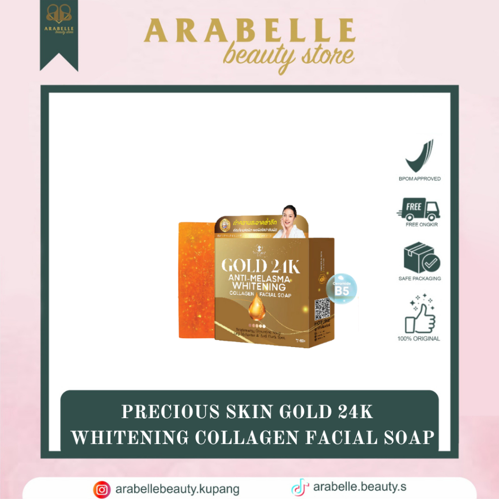 Precious Skin Thailand Gold 24K Anti-Melasma Whitening collagen Facial Soap