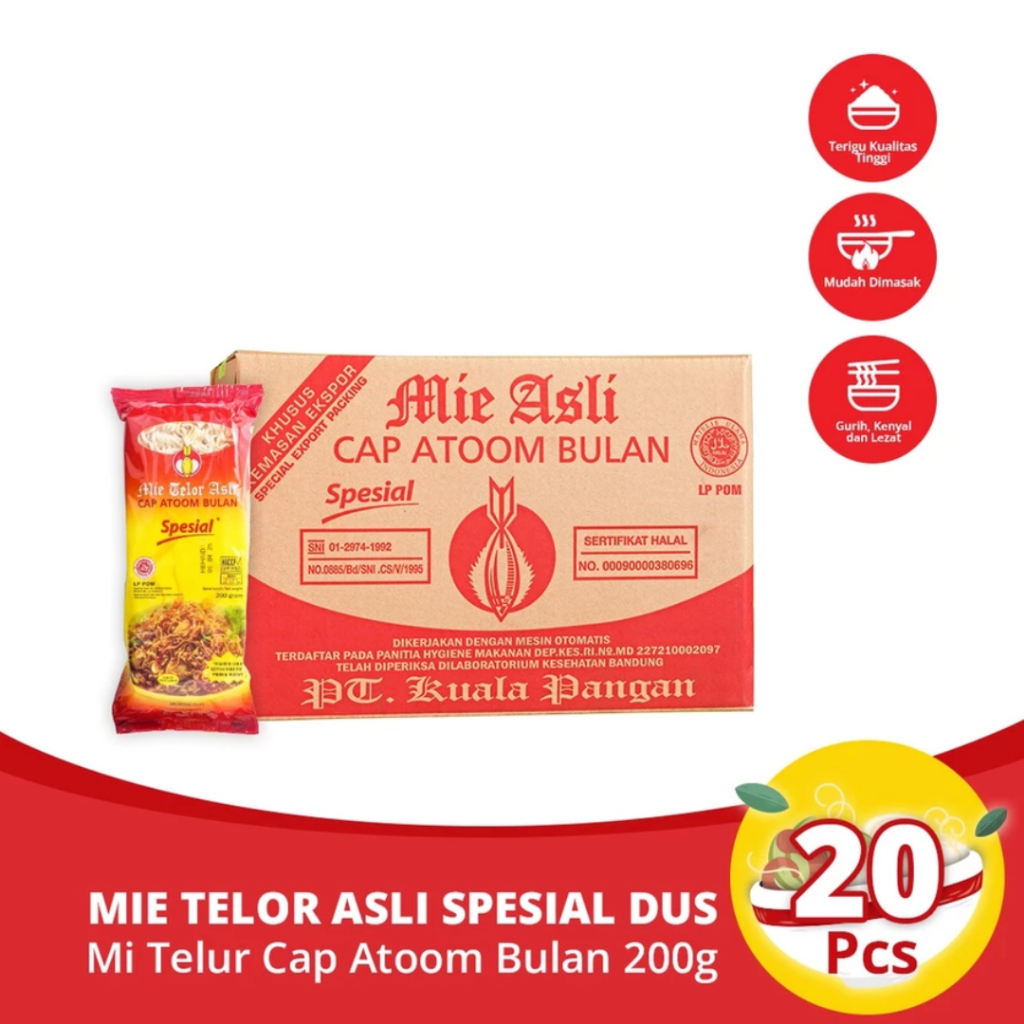 

Mie Telor Asli Cap Atoom Bulan Spesial (1 dus isi 20 pcs)