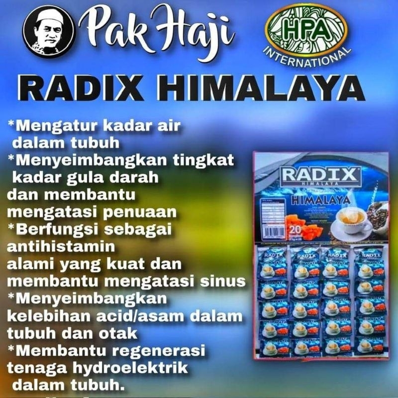 

KOPI HERBAL PRACAMPURAN RADIX HIMALAYA ORIGINAL ASLI DARI MALAYSIA ISI 20 SACHET