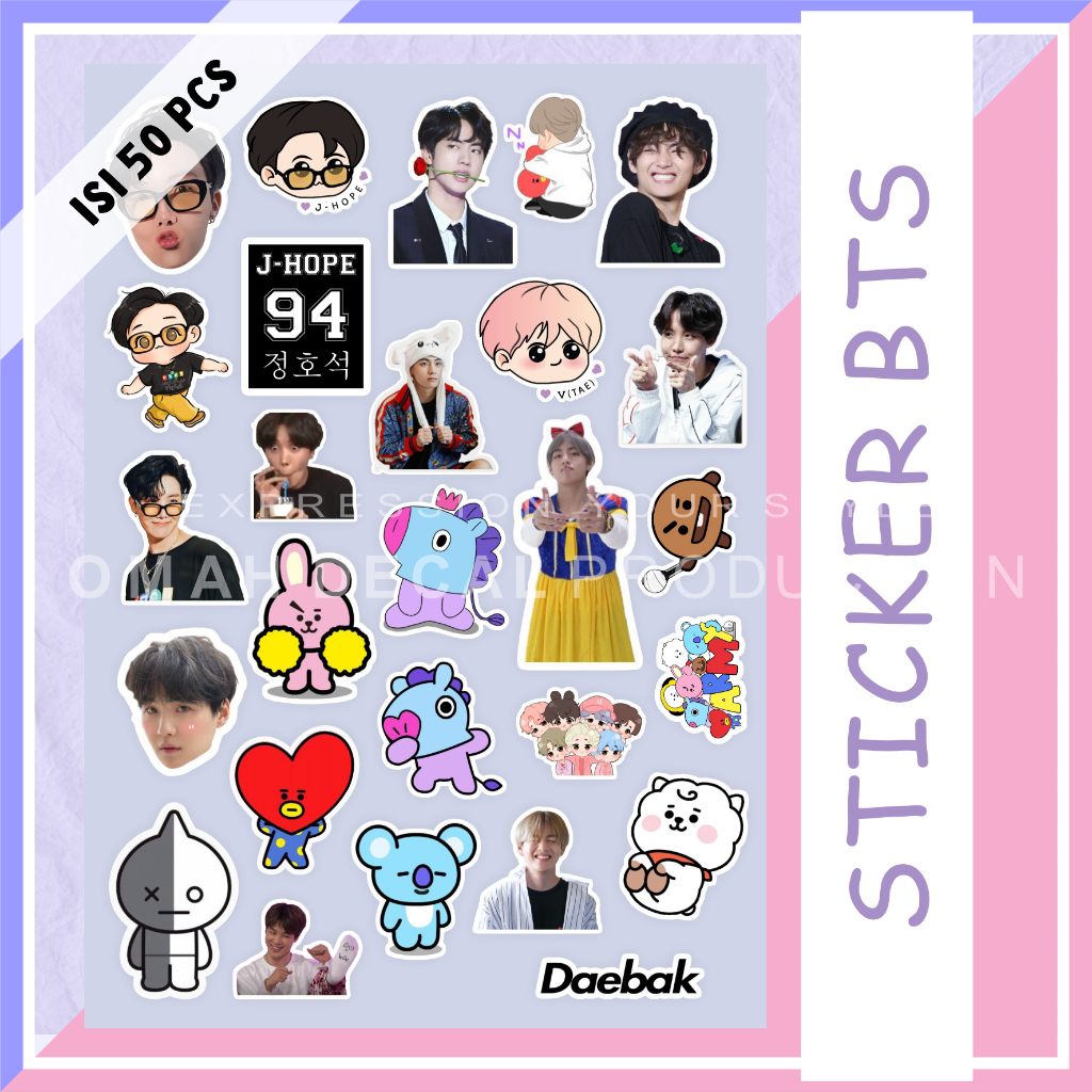 

stiker bts kpop aesthetic sticker bts isi 50 pcs anti air untuk laptop case hp helm pack