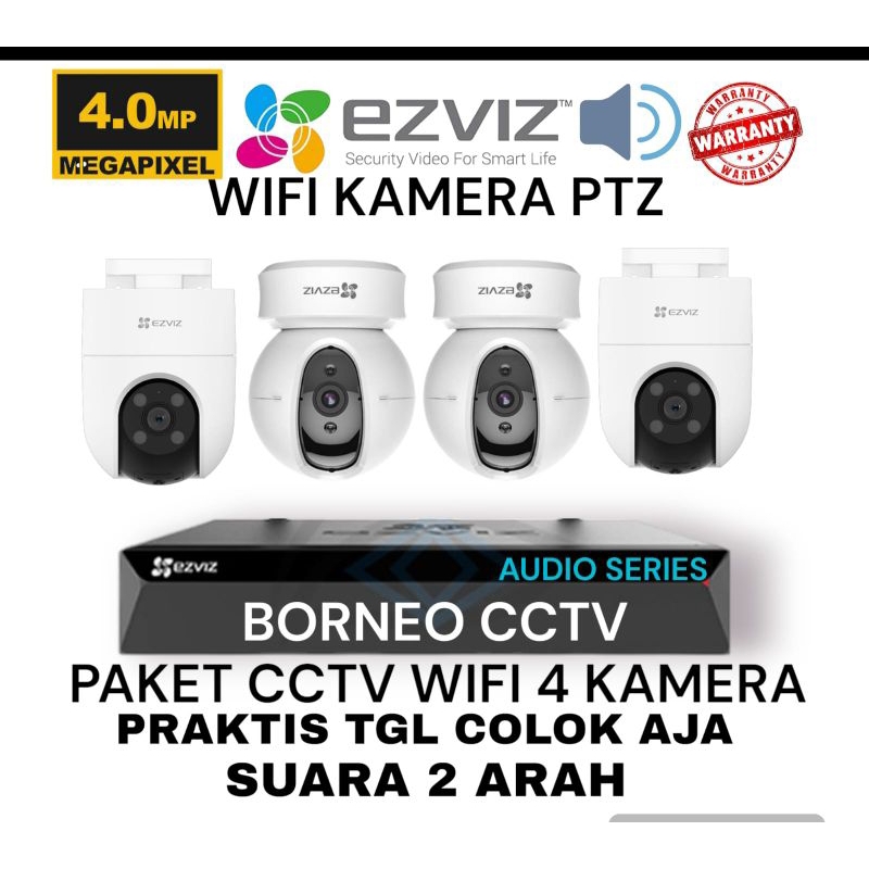 PAKET CCTV EZVIZ 4 CHANNEL 4 CAMERA 4MP SUARA 2 ARAH CCTV WERELLES TU2T