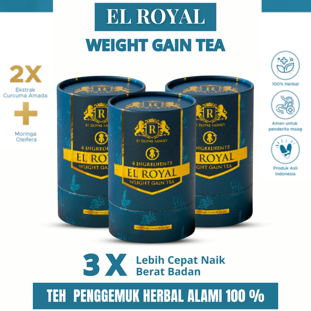 

EL ROYAL PREMIUM WEIGHT GAIN TEA 3 PCS Teh Celup Herbal Pengemuk Penambah Berat Badan 28 Bags