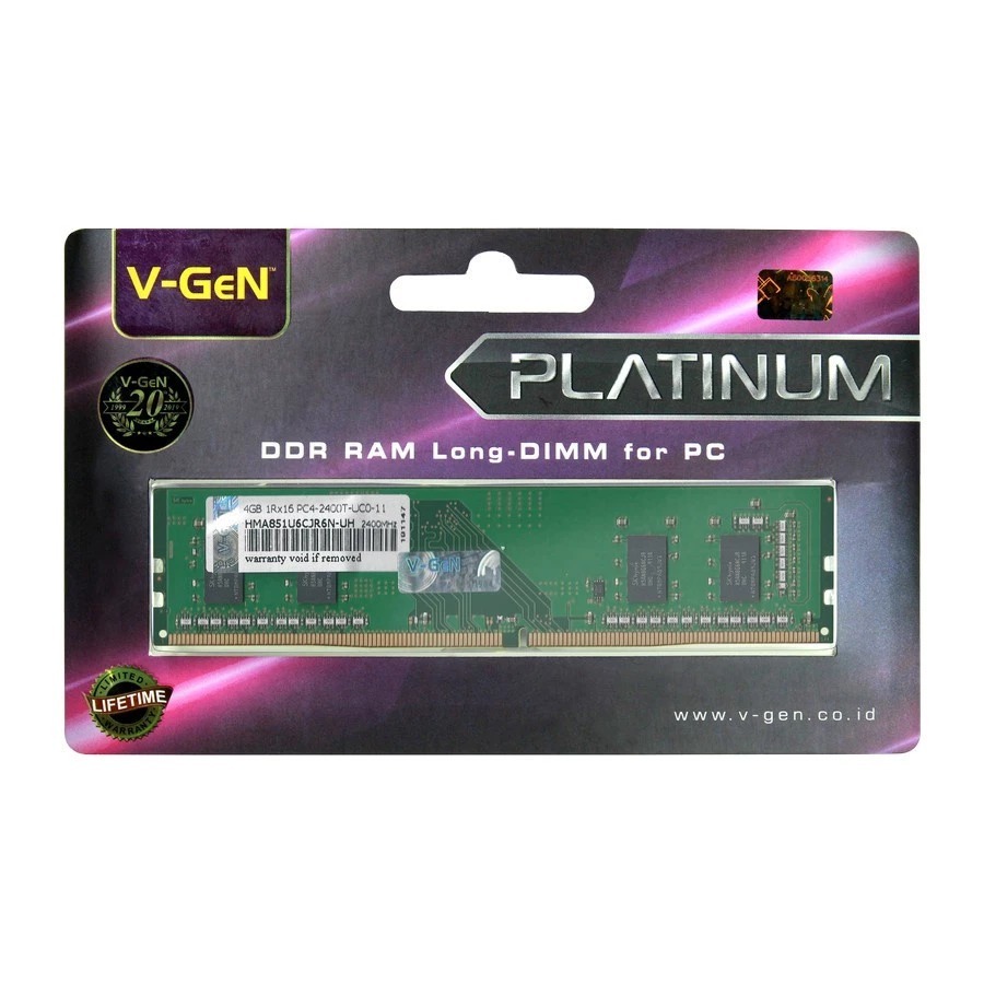 Ram PC VGEN DDR4 4gb 8gb 16gb PC19200 2400Mhz Longdimm Platinum VGEN Original