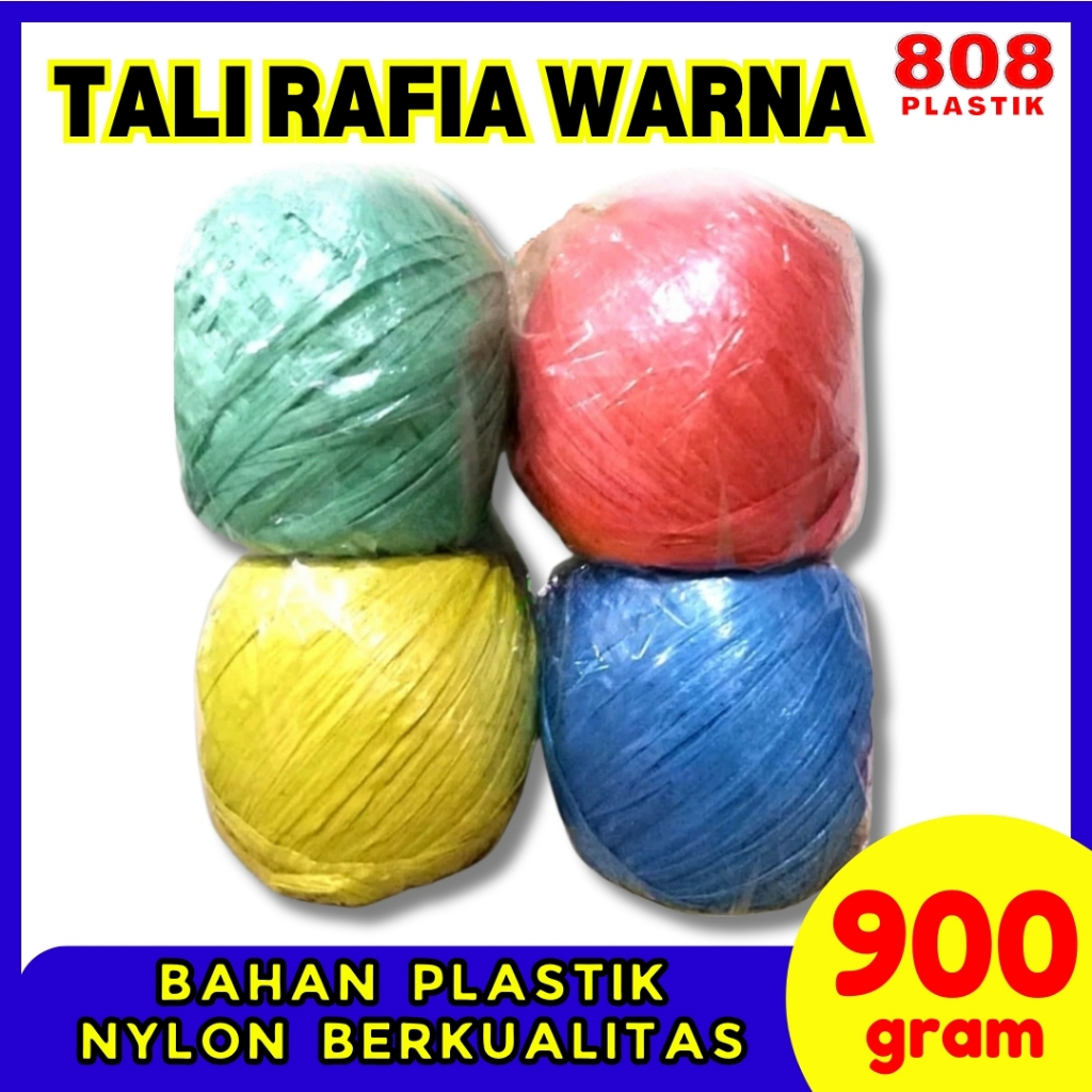 

Tali Rafia Gembor Besar Warna Warni Kuat 900 Gram Tali Plastik Roll