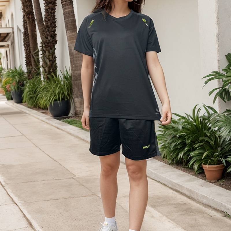 KAMB baju lari wanita jersey badminton gym set