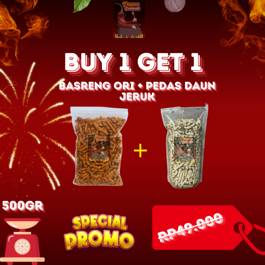 

BUY 1 GET 1 BASRENG ORIGINAL 500 GR + FREE BASRENG PEDAS DAUN JERUK 500 GR PAKET