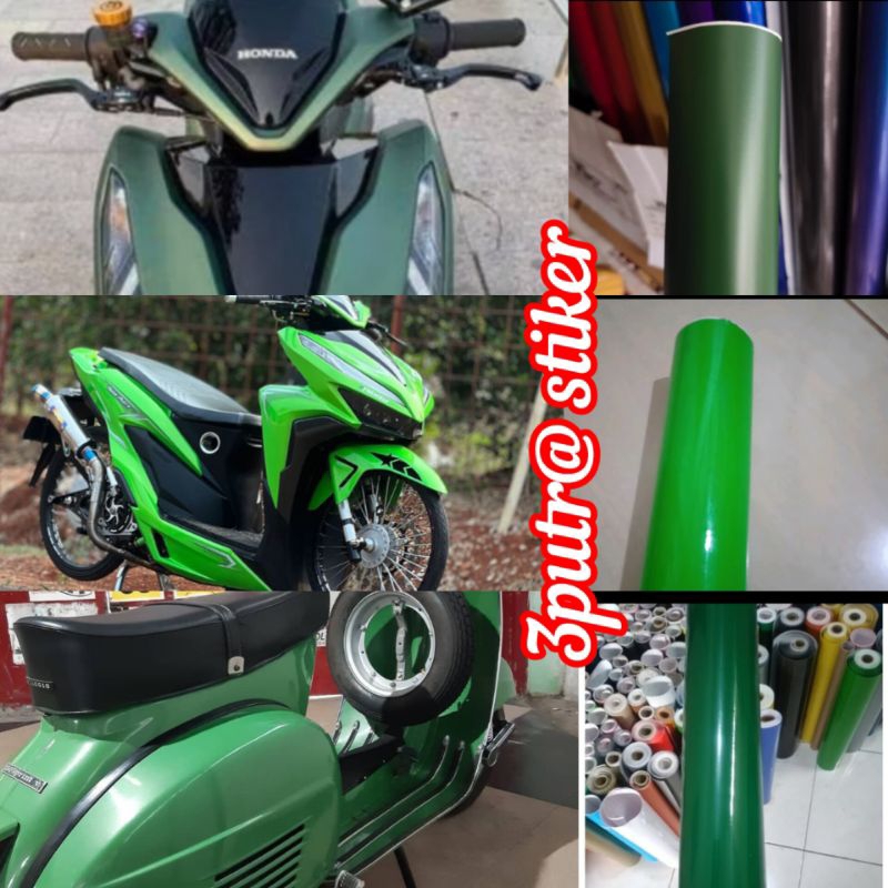 stiker skotlet motor mobil hijau tua doff glossy, hijau army doff glossy, hijau mint doff glosi, hij