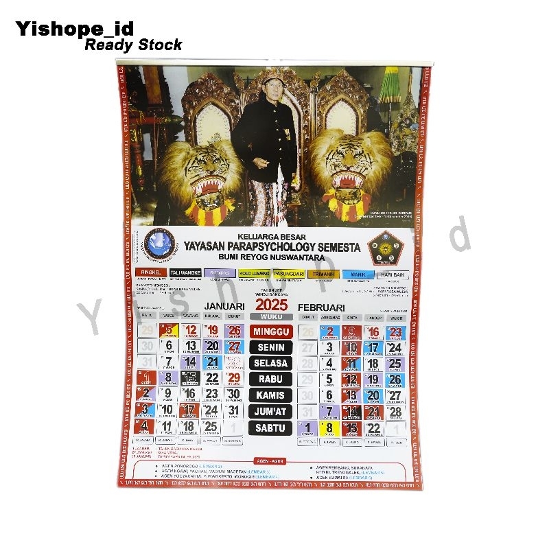 Kalender Jawa Tahun 2025 YPS Yayasan Parapsychology semesta Kalender kejawen Tanggalan