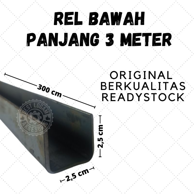 Rel bawah pintu besi rel henderson pintu lipat sliding - 3 Meter