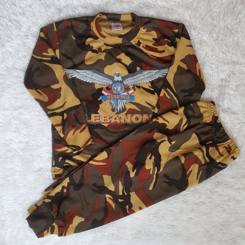 setelan kaos anak loreng lebanon unifil lengan panjang jersey dryfit baju kids army
