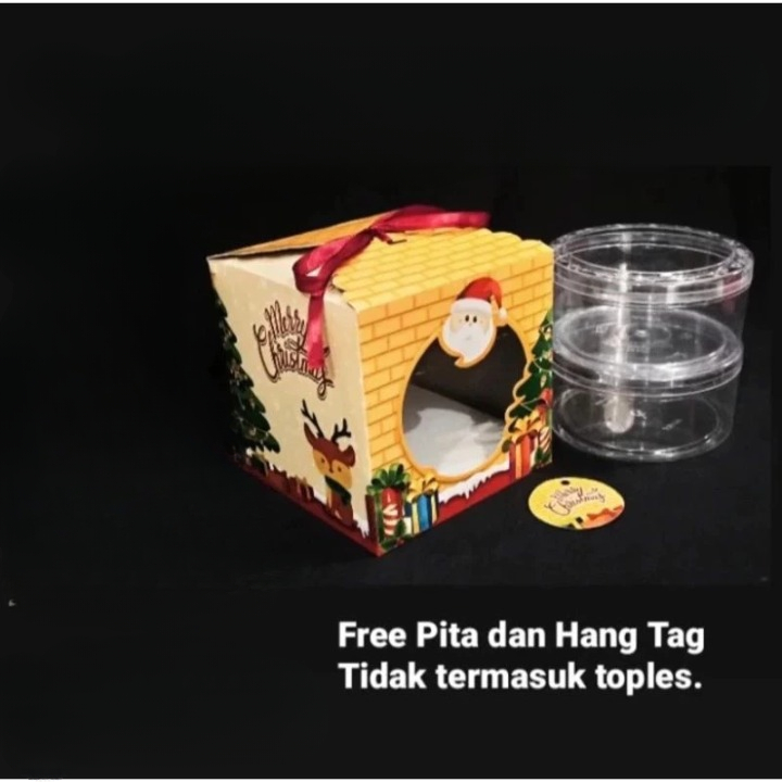 

1 Pack Isi 3 Pcs Box Hampers Natal Dus Christmas Muat 2 Toples Kue Kering Ukuran 15x15x15cm