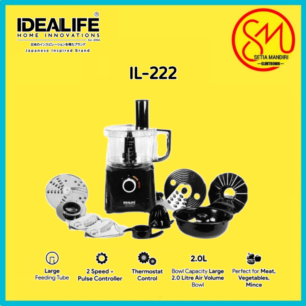 Jumbo Electric Food Processor Multifungsi Idealife IL-222 Kapasitas 2L