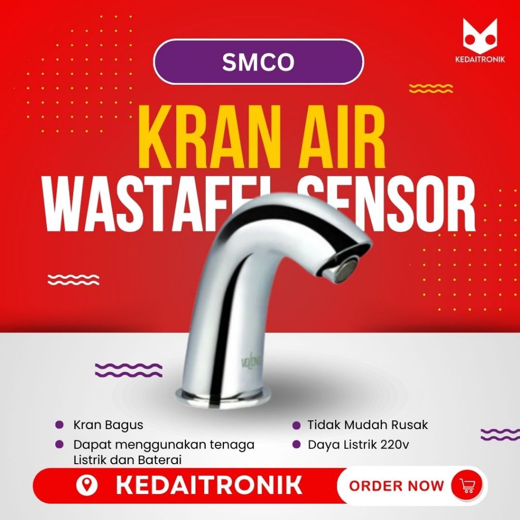 SMCO 1615 Kran Sensor Otomatis Wastafel Keran Cuci Tangan Kran Otomatis