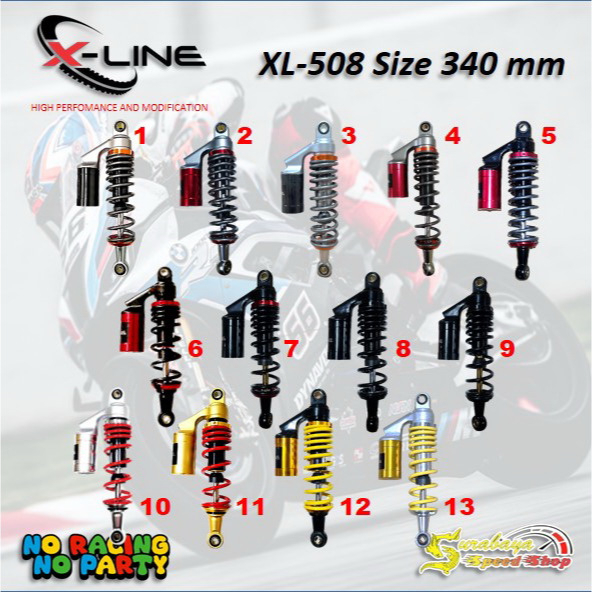 Xline Shock Sok Shockbreaker Belakang Tipe 508 Motor Bebek Tabung Atas 340L Original 100%
