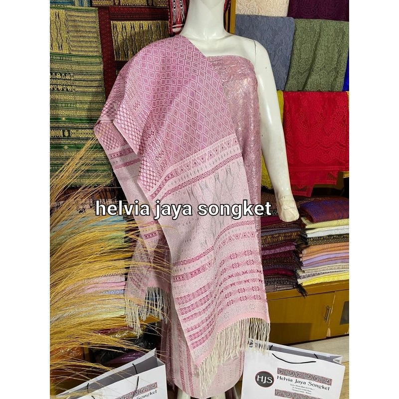 Tumtuman Full Crystall warna Pink Salem Tumpal Silver