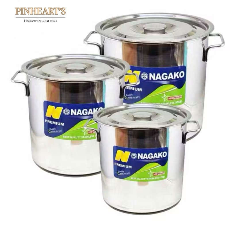 PANCI STOCK POT NAGAKO PREMIUM STAINLESS STEEL TEBAL DENGAN TUTUP 50 LITER / STOCKPOT MASAK TONG AIR