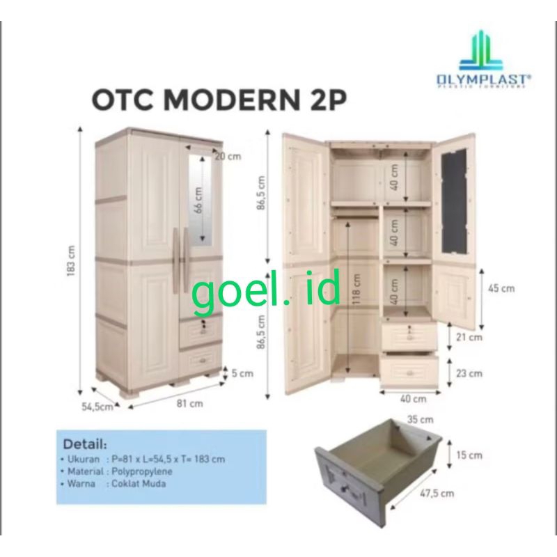 OLYMPLAST LEMARI 2PINTU MODERN OTC LACI / lemari olymplast otc modern 2pintu