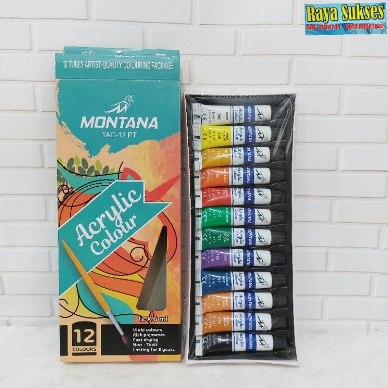 

Acrylic Colour Montana 12 Colour 6 ml/Cat Akrilik Montana 12 Warna 6 ml/Cat Akrilik