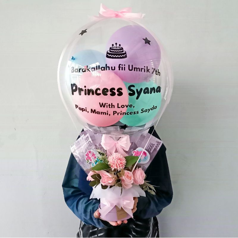 (READY/TIDAK PO) buket balon DENGAN SLOT UANG KOSONGAN bunga bloom box balon wisuda ulang tahun