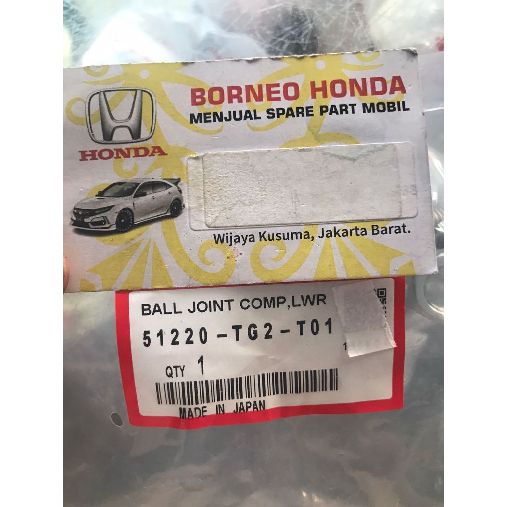 BALL JOINT LOWER ARM KNUCKLE DEPAN BRIO SATYA BRV GEN 1 DG1 MOBILIO S RS 2012 - 2024 HONDA 51220-TG2