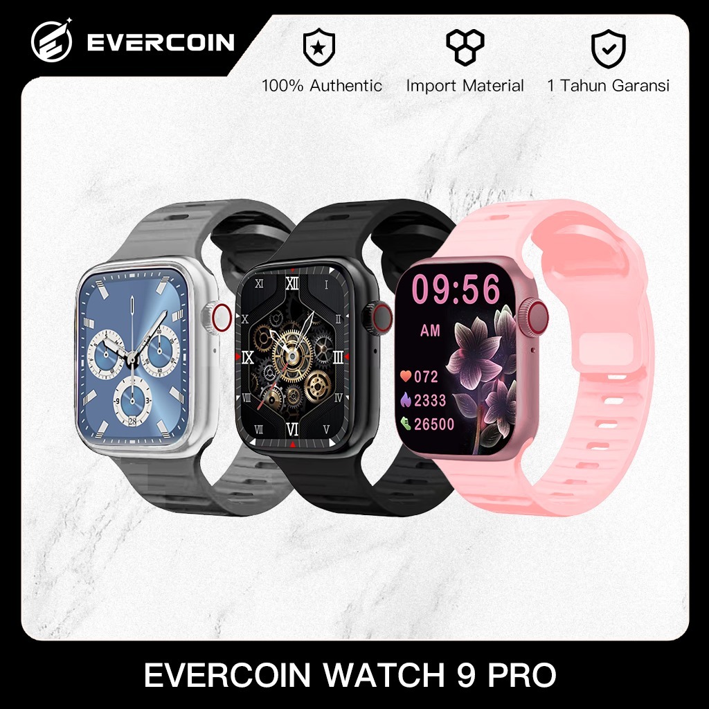 EVERCOIN Watch9 PRO Smartwatch Jam Tangan Pintar Seri 9 Dynamic island Remote Control AI Asisten