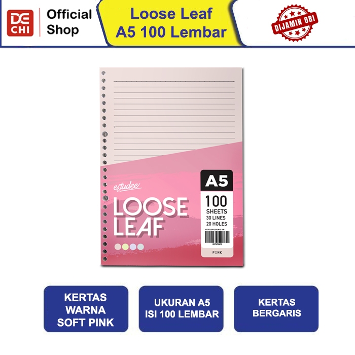 

VOS Loose Leaf - Kertas Binder A5 100 Warna Pink